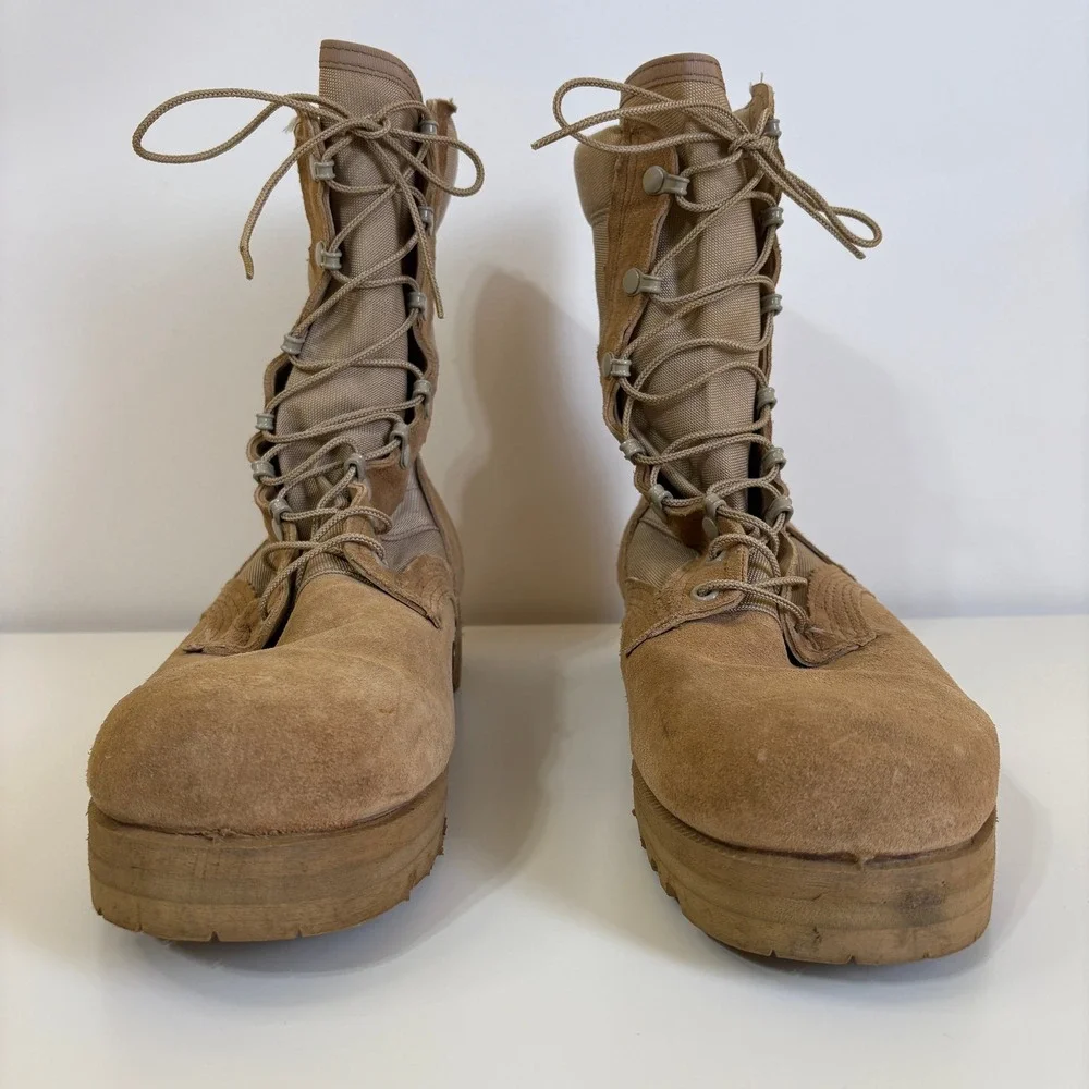Military Combat Boots Mens Size‎ 12R Tan Suede Vibram Sole Tactical Desert Army